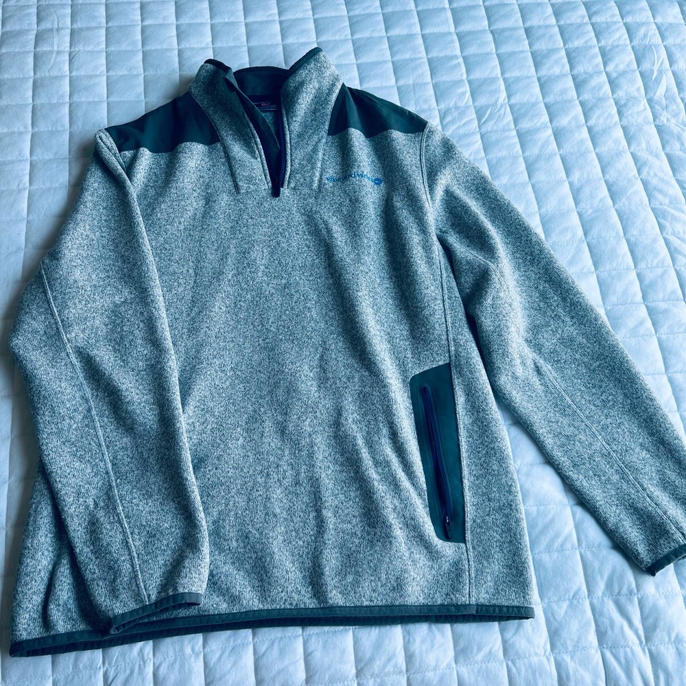 Vineyard Vines fleece half zip Mens Large GRAY